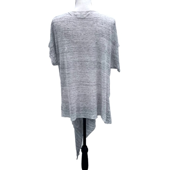 PURE DKNY GRAY MARLED LINEN SHORT SLEEVE MULTIWAY DRAPE FRONT OPEN CARDIGAN - Picture 8 of 14